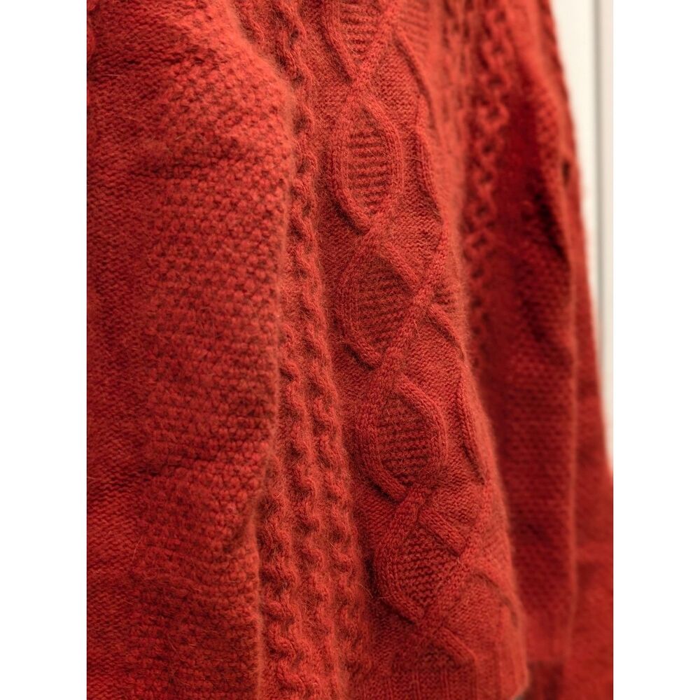 Carole Little Vintage Chunky Knit Sweater Burnt Orange Rust Med Cozycore Angora - Picture 11 of 13
